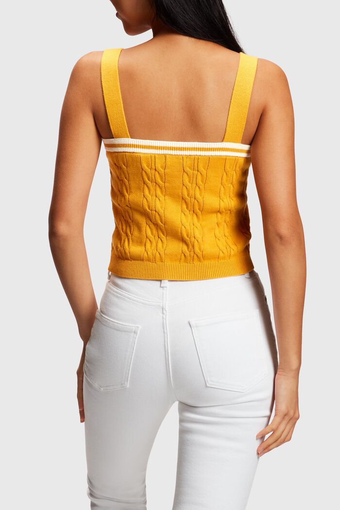 Dolphin logo cable sweater camisole, YELLOW, detail image number 1