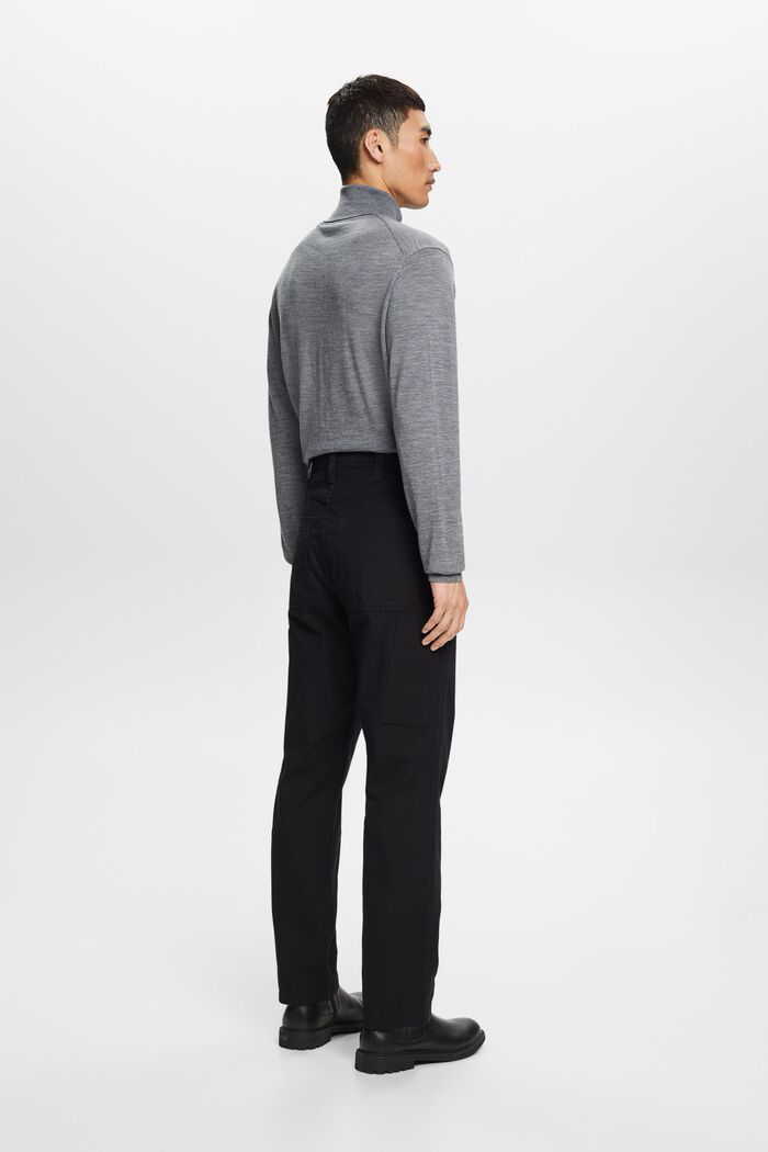 Mid-Rise Straight Carpenter Trousers, BLACK, detail image number 3