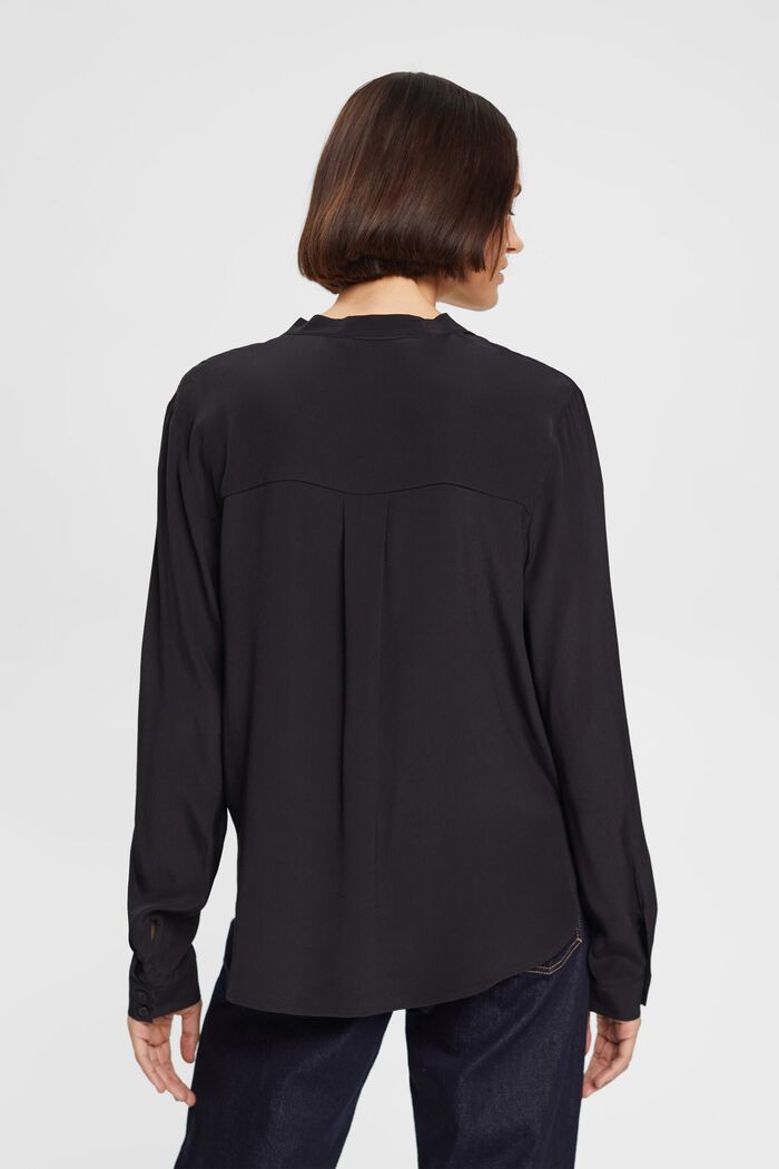 V-neck blouse, LENZING™ ECOVERO™, BLACK, detail image number 3
