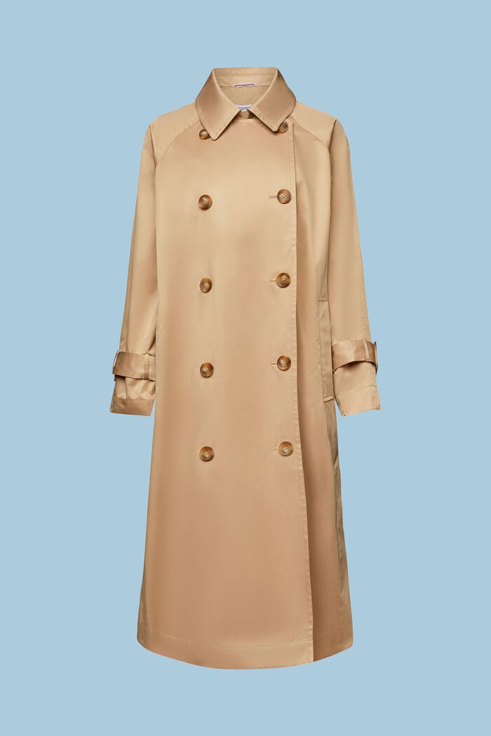 Double-Breasted Trench Coat, BEIGE, detail image number 6