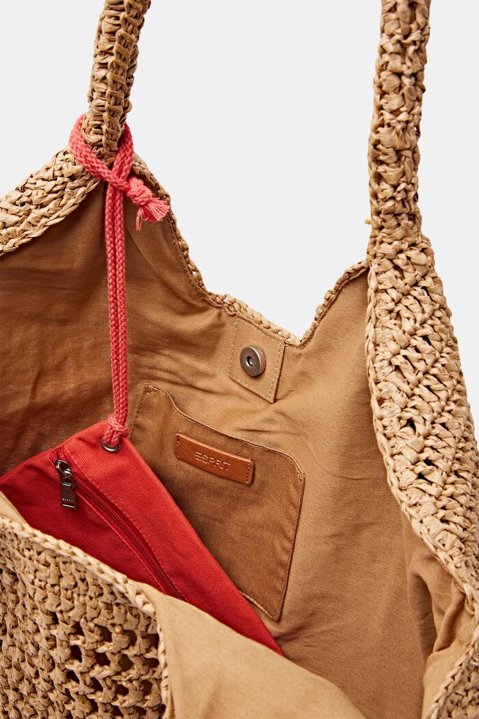 Woven Straw Tote, CAMEL, detail image number 3