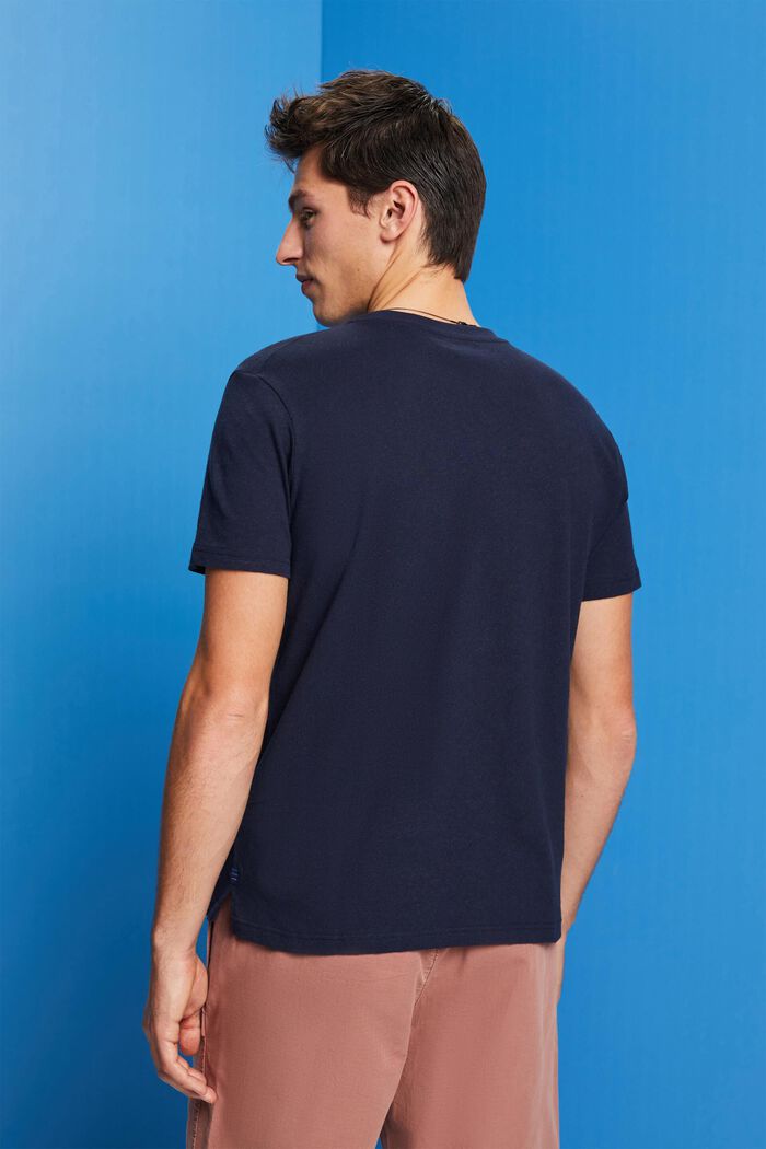 Crewneck t-shirt, cotton-linen blend, NAVY, detail image number 3