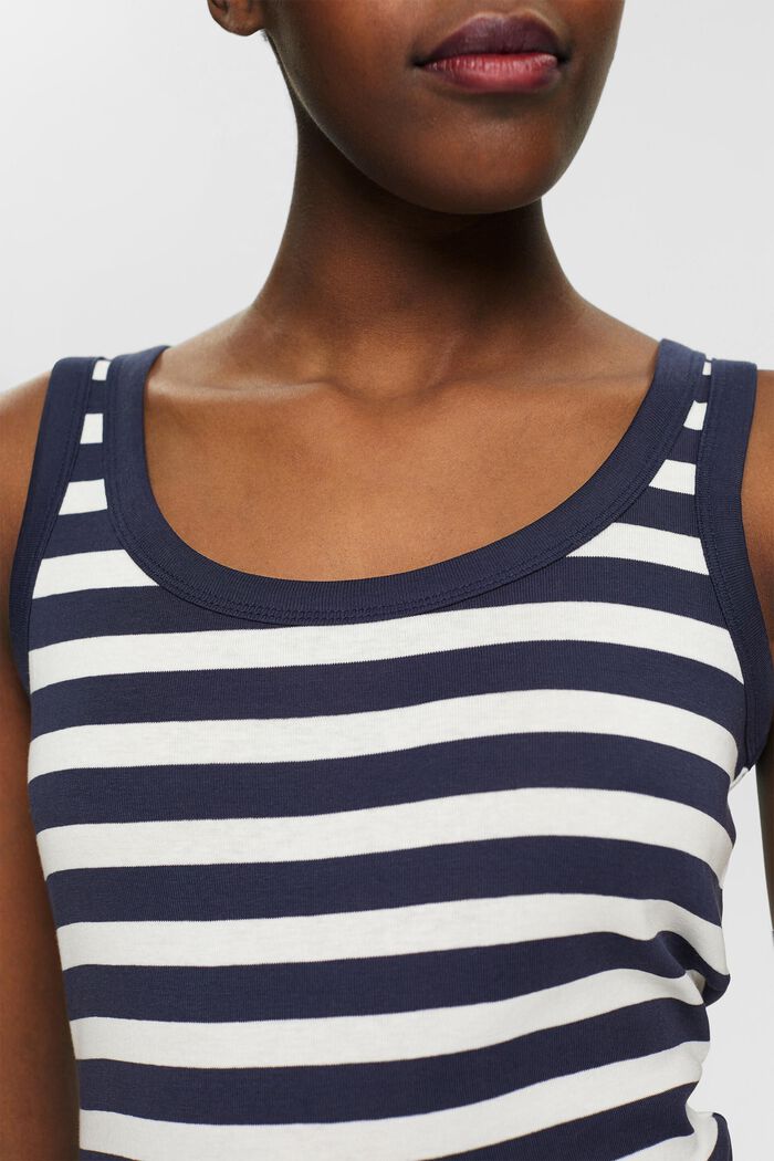 Striped Cotton Tank Top, NAVY, detail image number 2