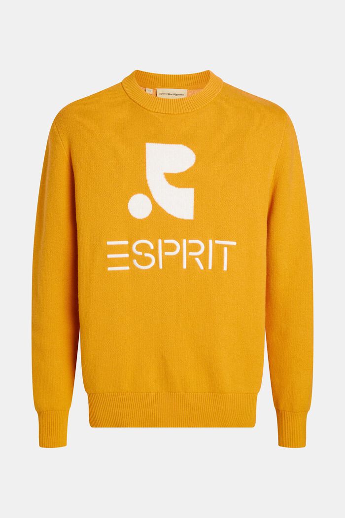 Crewneck jumper with cashmere, SUNFLOWER YELLOW, detail image number 4
