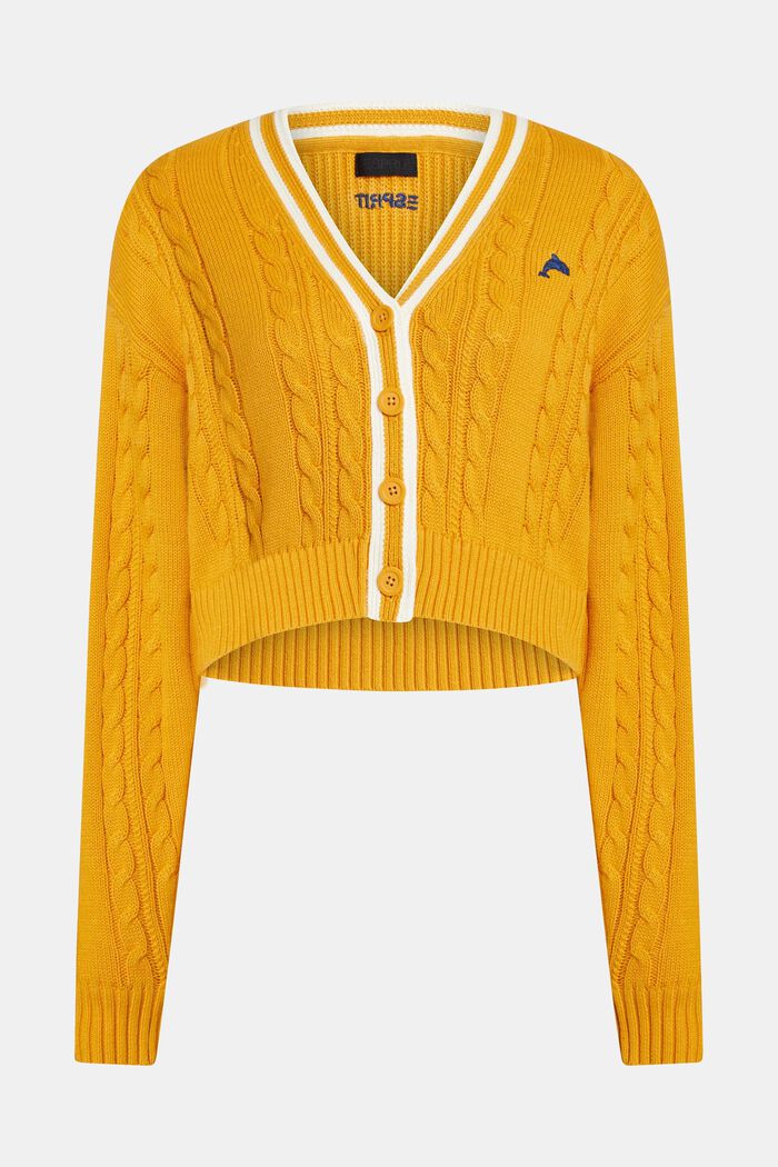 Cable knit cardigan, YELLOW, detail image number 4