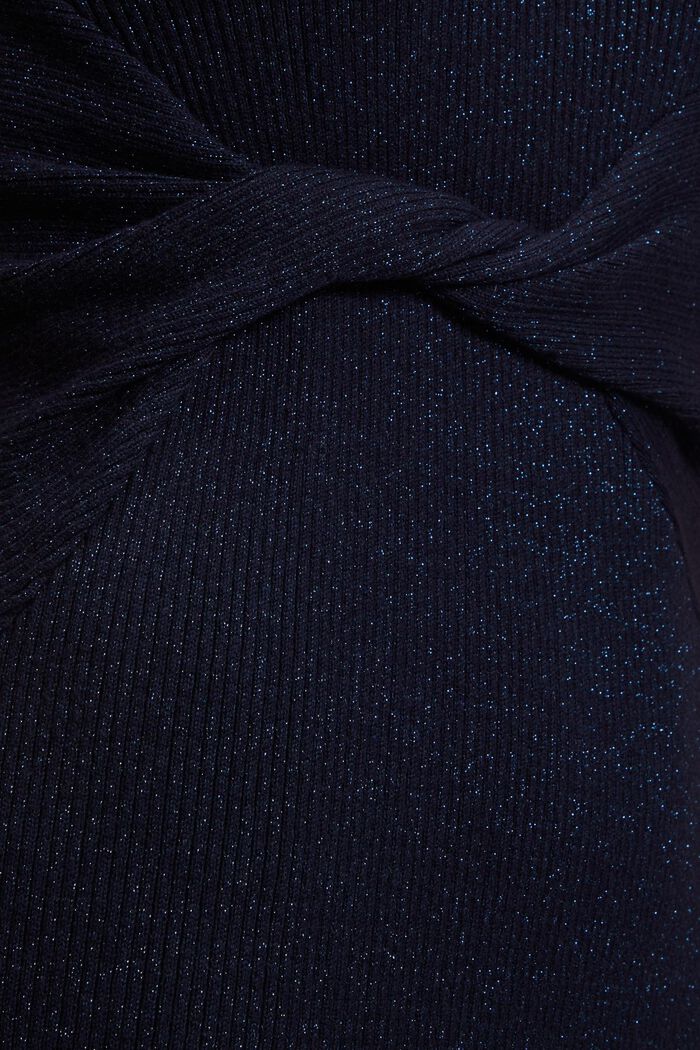 Twisted waist metallic ribbed dress, NAVY, detail image number 4