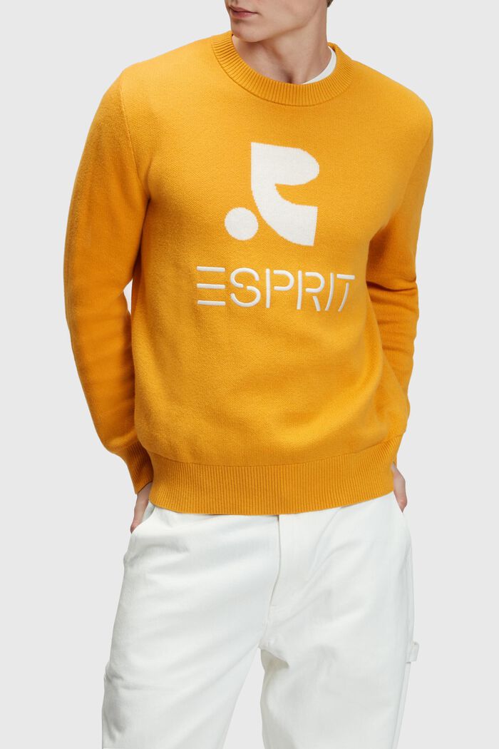 Crewneck jumper with cashmere, SUNFLOWER YELLOW, detail image number 0