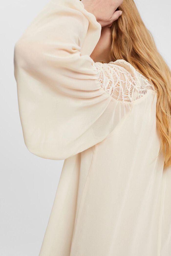 Chiffon blouse with lace, DUSTY NUDE, detail image number 2