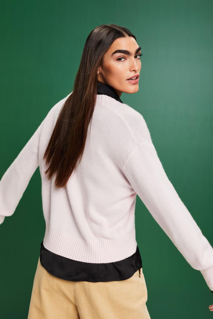 Cashmere V-Neck Sweater, LIGHT PINK, detail image number 4
