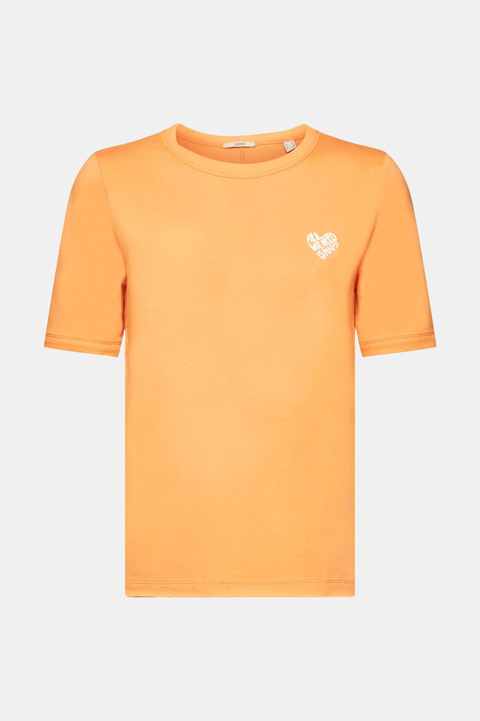 Cotton t-shirt with heart-shaped logo, GOLDEN ORANGE, detail image number 7