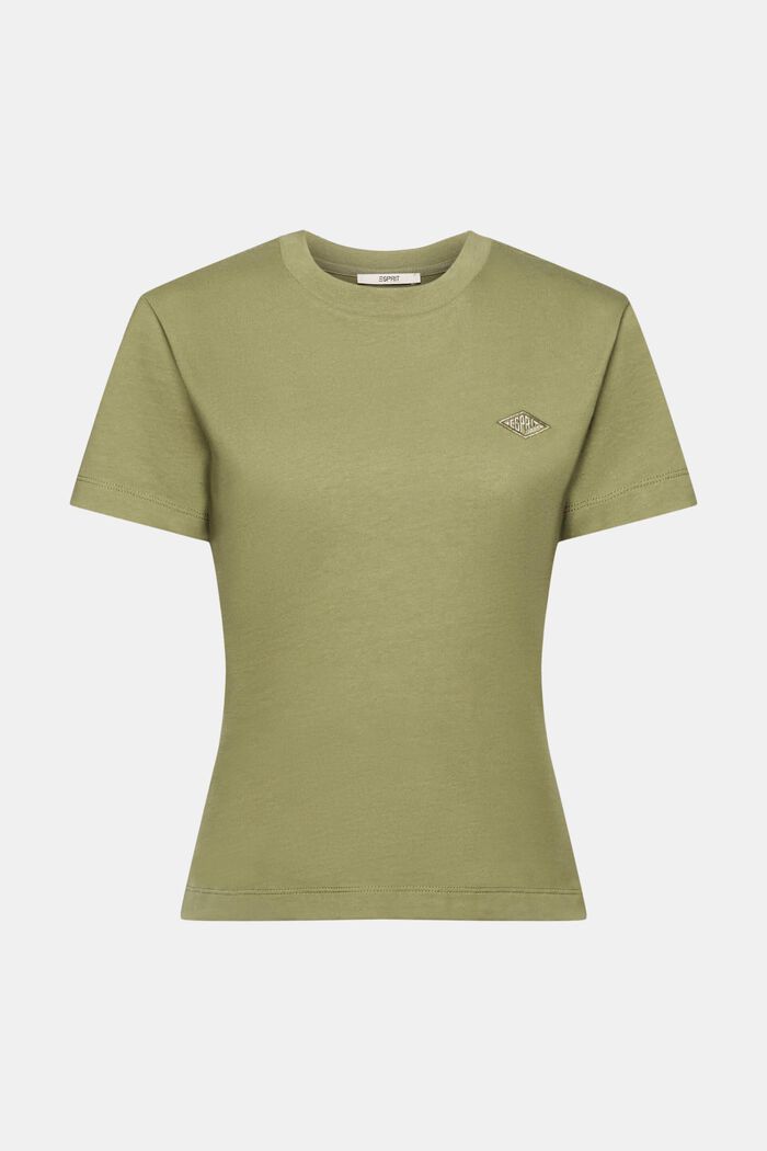 Logo Embroidered Cotton Jersey T-Shirt, OLIVE, detail image number 6