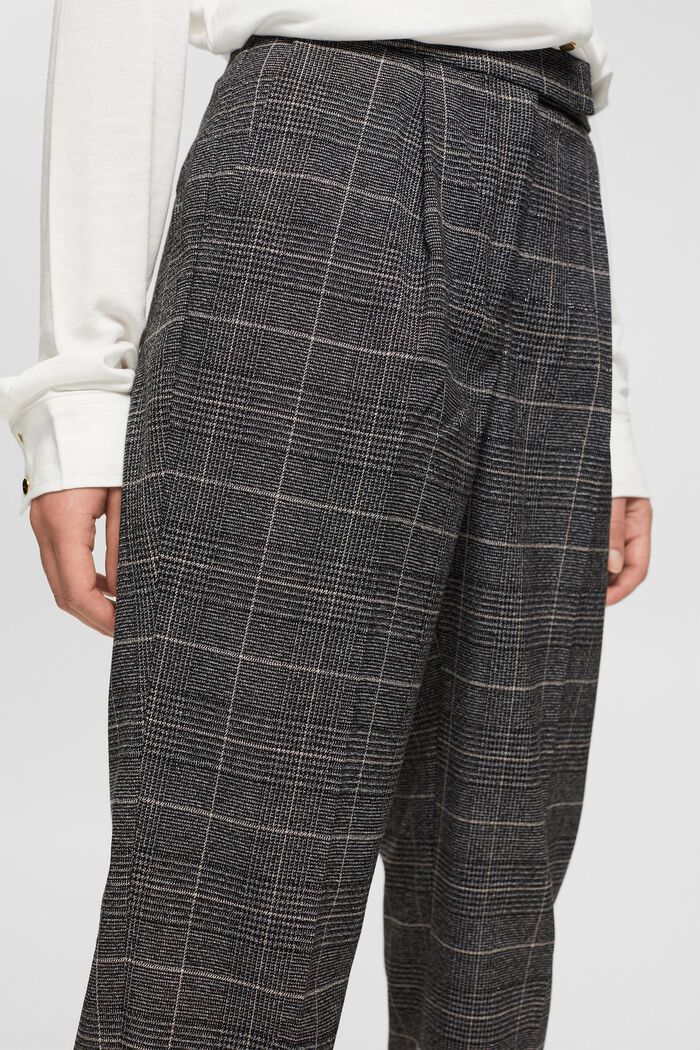 Checked high-rise trousers, GUN METAL, detail image number 0