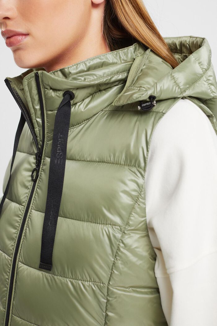 Hooded Quilted Shell Vest, LIGHT KHAKI, detail image number 2