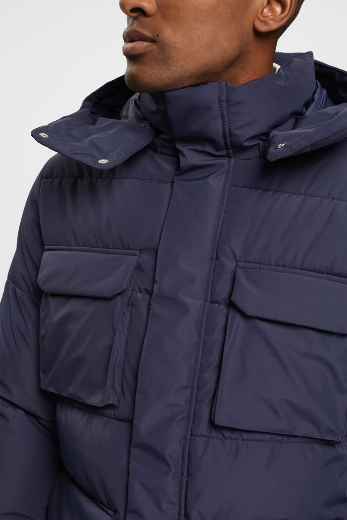 Quilted coat with detachable hood, NAVY, detail image number 2