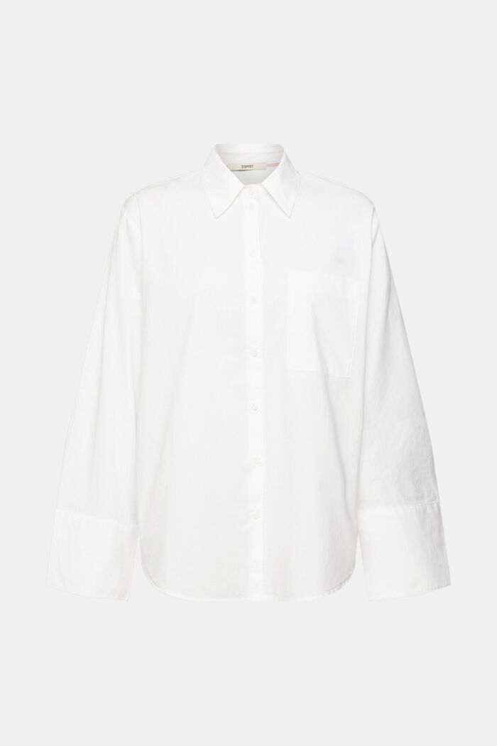 Oversized white cotton blouse, WHITE, detail image number 2