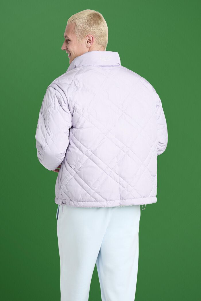 Detachable Sleeve Reversible Quilted Jacket, LAVENDER, detail image number 1