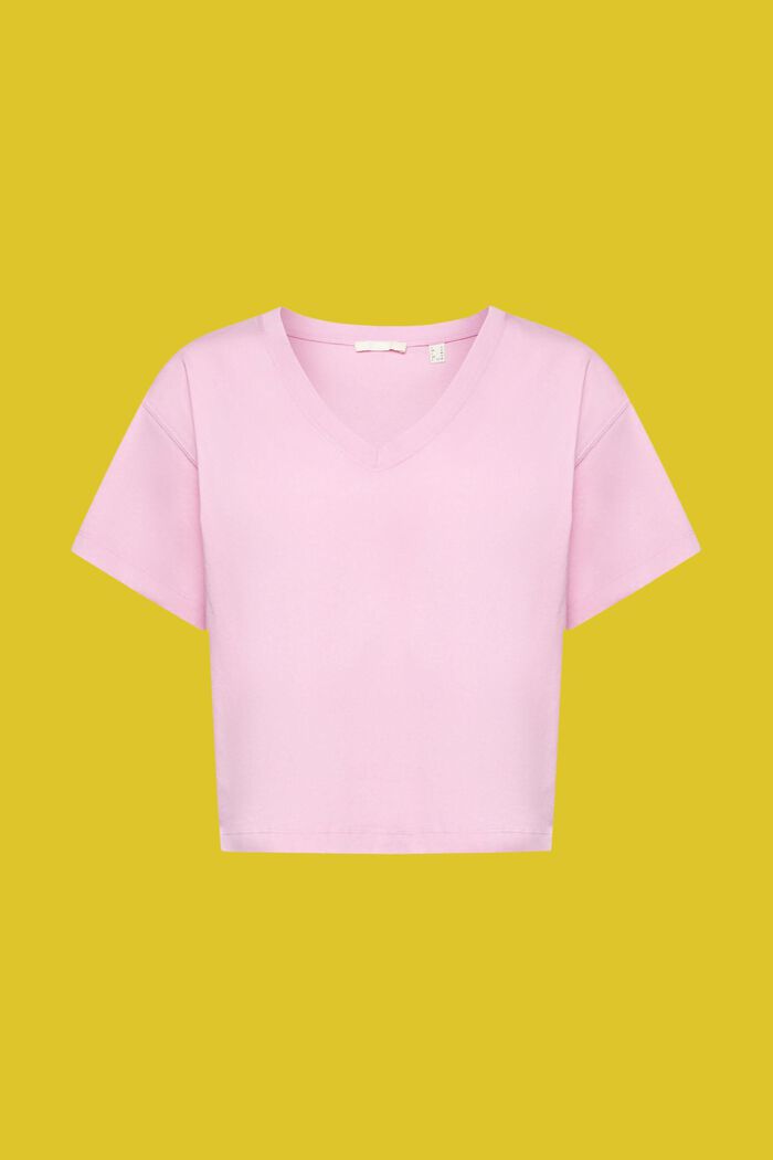 Cotton V-neck t-shirt, LILAC, detail image number 5