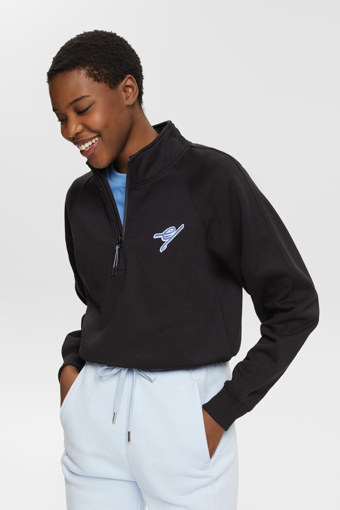Half-zip sweatshirt, BLACK, detail image number 0