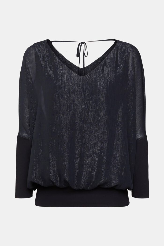 Metallic chiffon blouse, BLACK, detail image number 6