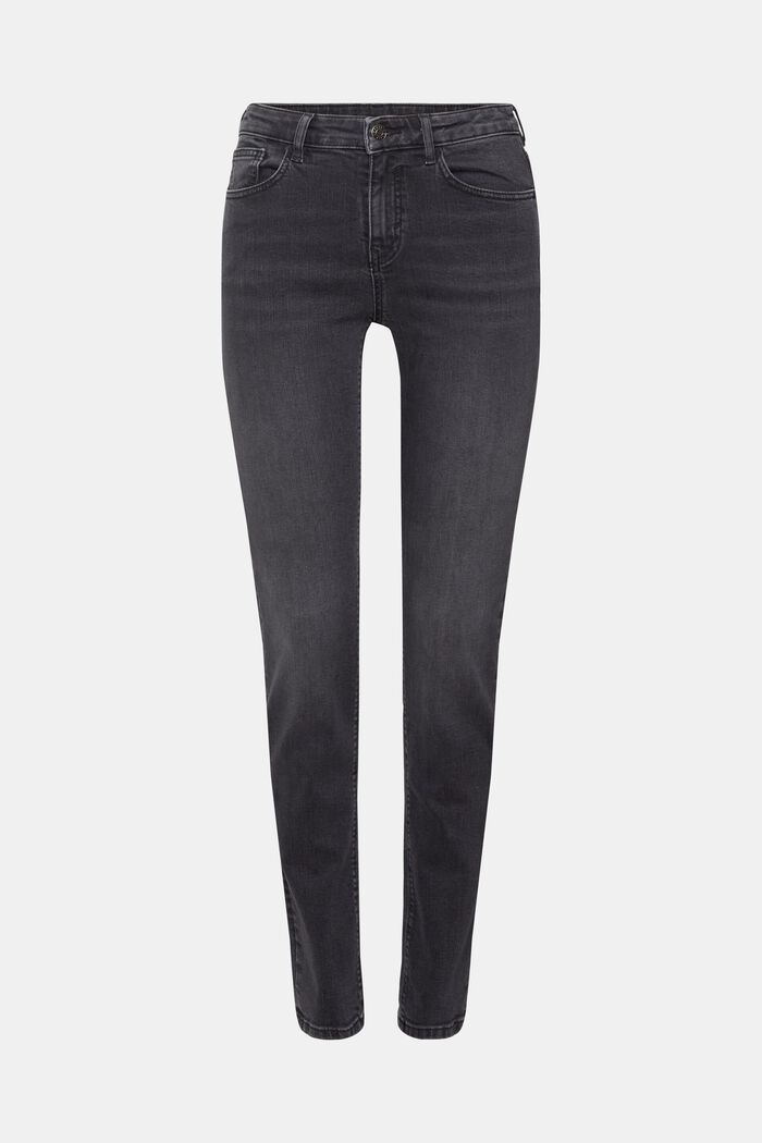 Mid-rise slim fit stretch jeans, BLACK MEDIUM WASHED, detail image number 7