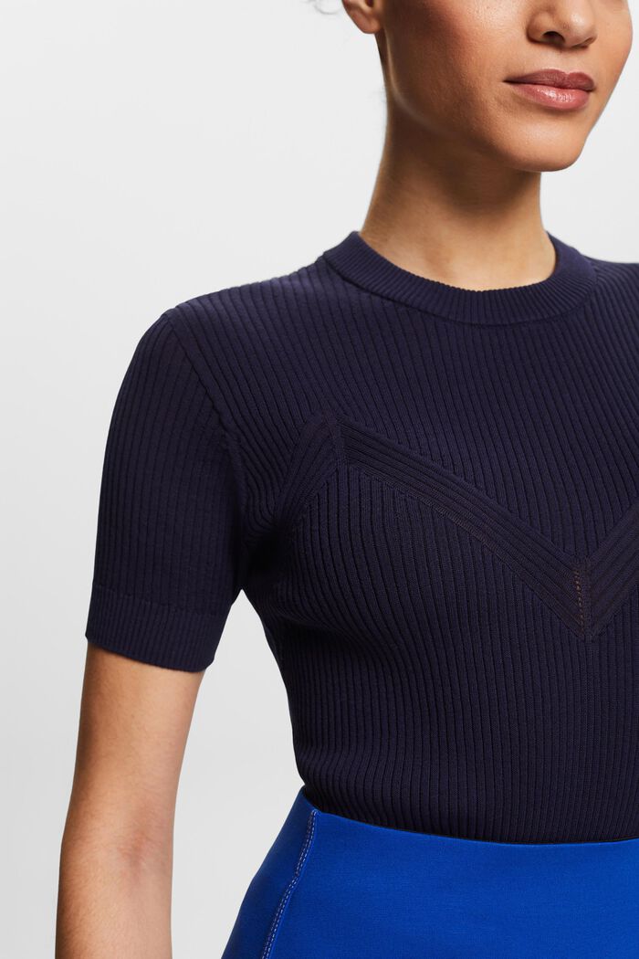 Seamless Short-Sleeve Sweater, NAVY, detail image number 3