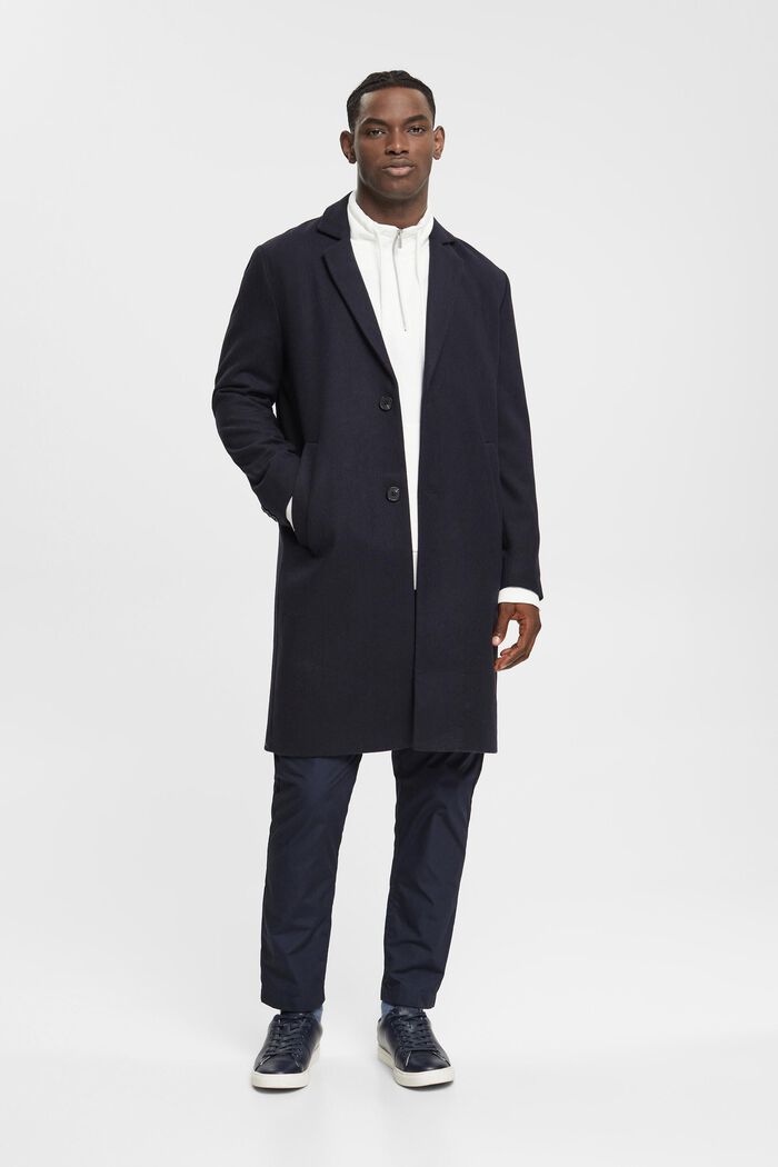 Wool blend coat, NAVY, detail image number 4