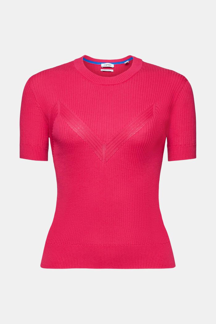Seamless Short-Sleeve Sweater, PINK FUCHSIA, detail image number 5