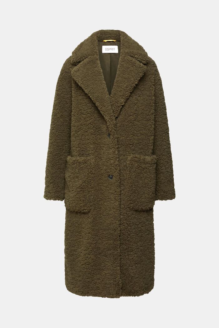 Teddy fur coat, DARK KHAKI, detail image number 7