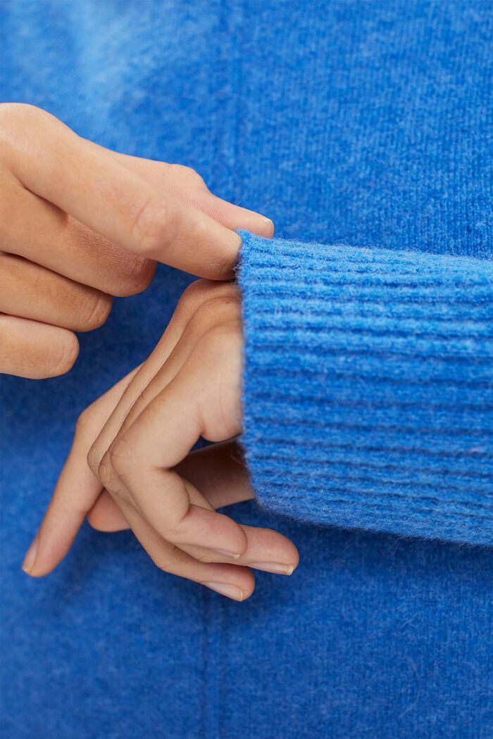 Wool blend: fluffy jumper with stand-up collar, BRIGHT BLUE, detail image number 0