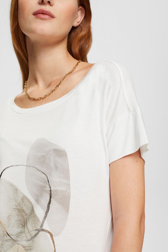 Metallic print t-shirt, LENZING™ ECOVERO™, OFF WHITE, detail image number 0