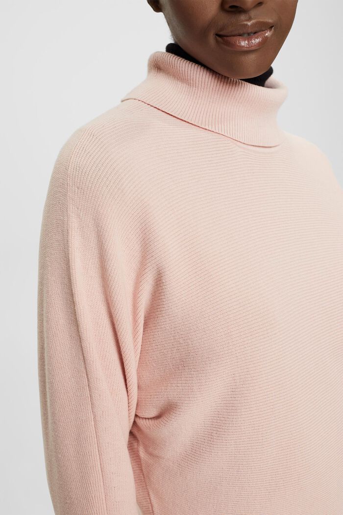 Batwing jumper with polo neck, NUDE, detail image number 0