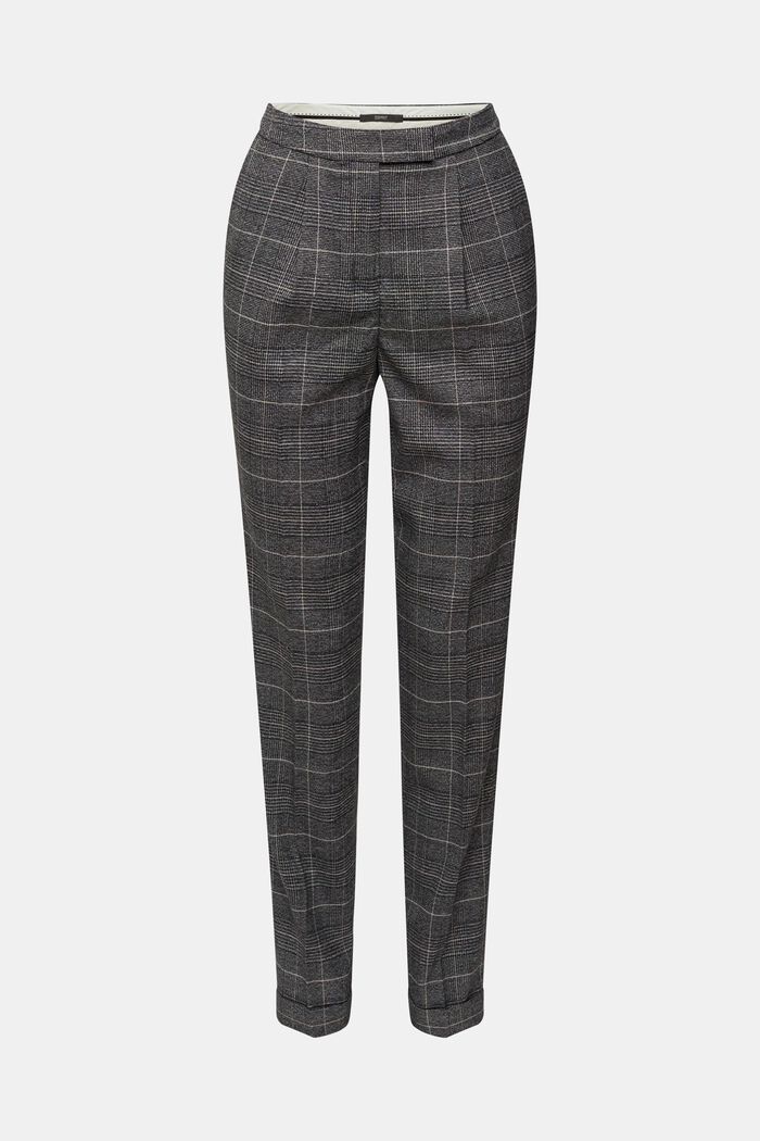 Checked high-rise trousers, GUN METAL, detail image number 2
