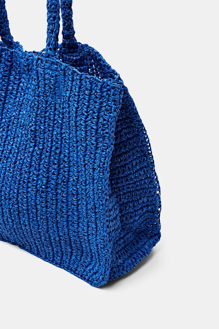 Woven Straw Tote, BRIGHT BLUE, detail image number 1