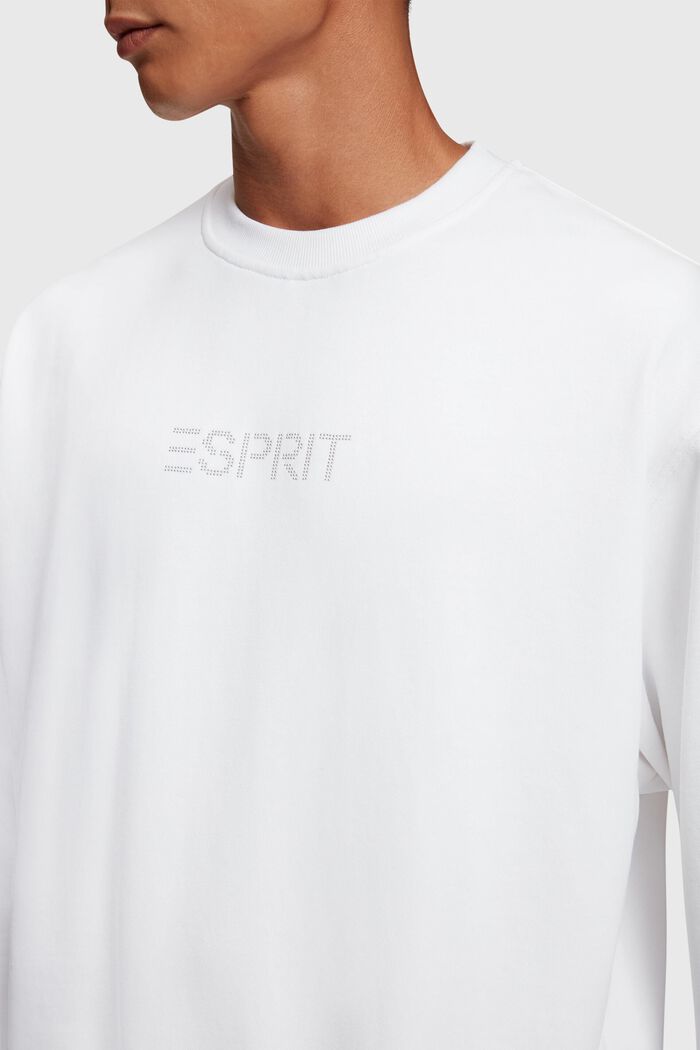 Stud logo applique sweatshirt, WHITE, detail image number 2