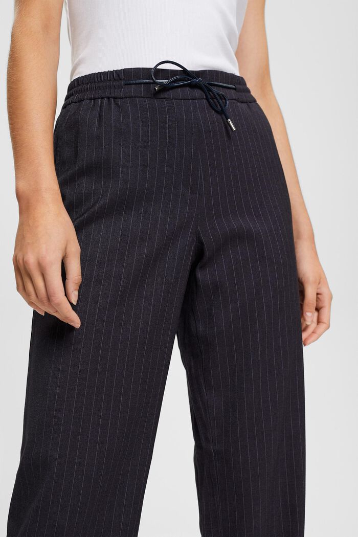 Mid-rise pinstriped jogger style trousers, NAVY, detail image number 3