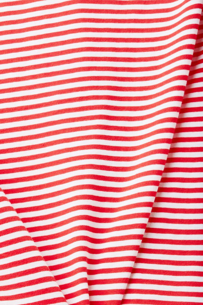 Striped cotton t-shirt with embroidered motif, RED, detail image number 4