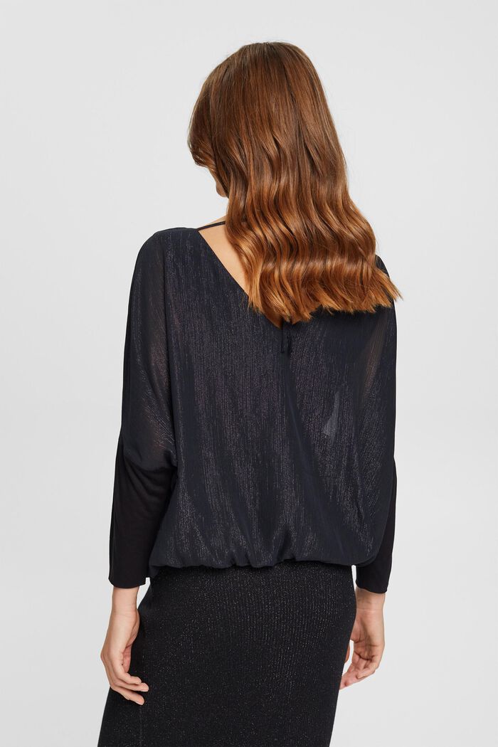 Metallic chiffon blouse, BLACK, detail image number 3