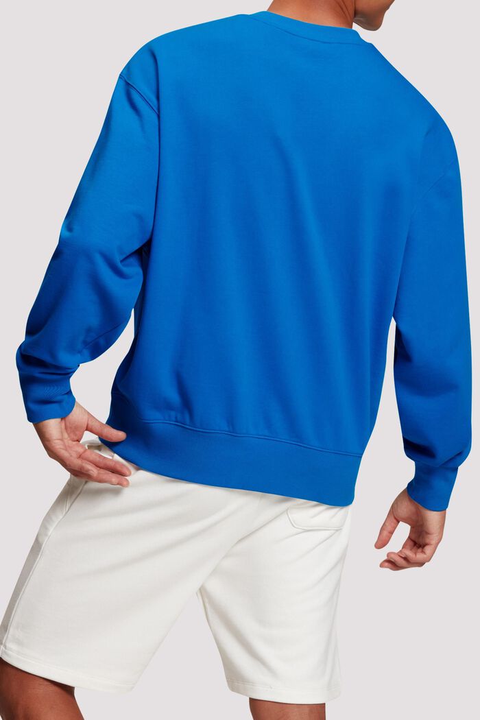 Flocked logo applique sweatshirt, BRIGHT BLUE, detail image number 1