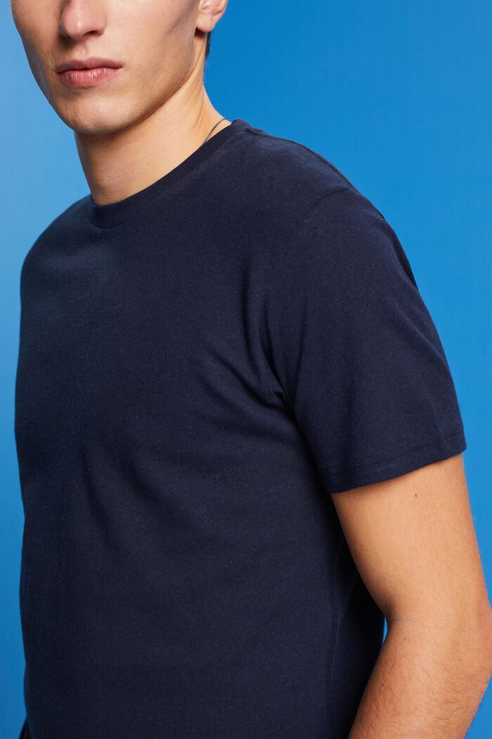 Crewneck t-shirt, cotton-linen blend, NAVY, detail image number 2