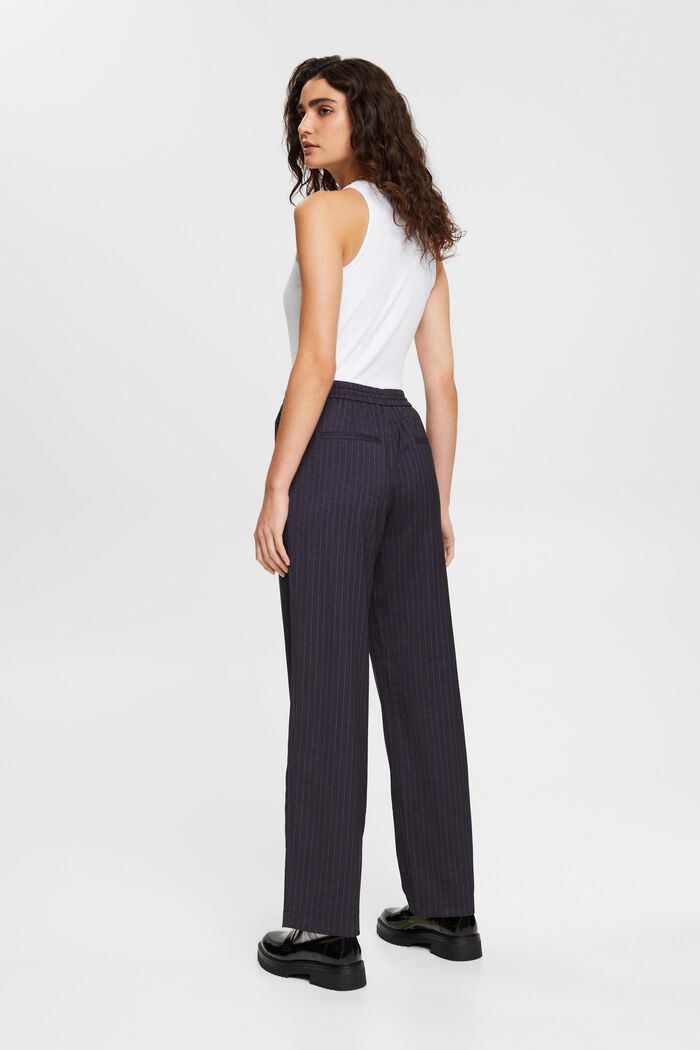 Mid-rise pinstriped jogger style trousers, NAVY, detail image number 5