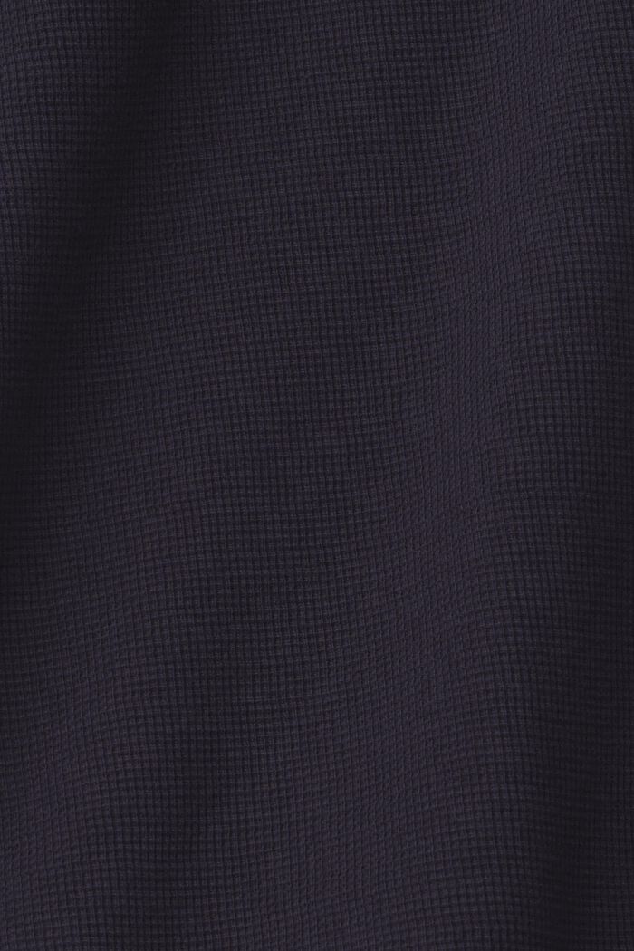 Long-sleeved waffle piqué top, 100% cotton, NAVY, detail image number 1
