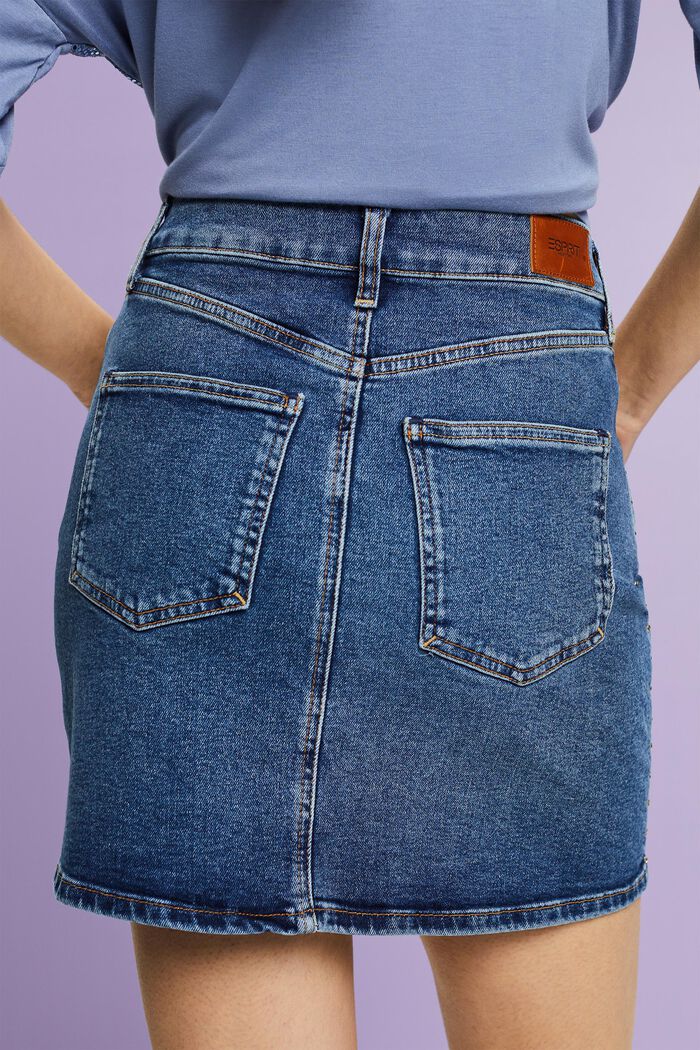 Rhinestone Denim Mini Skirt, BLUE MEDIUM WASHED, detail image number 2