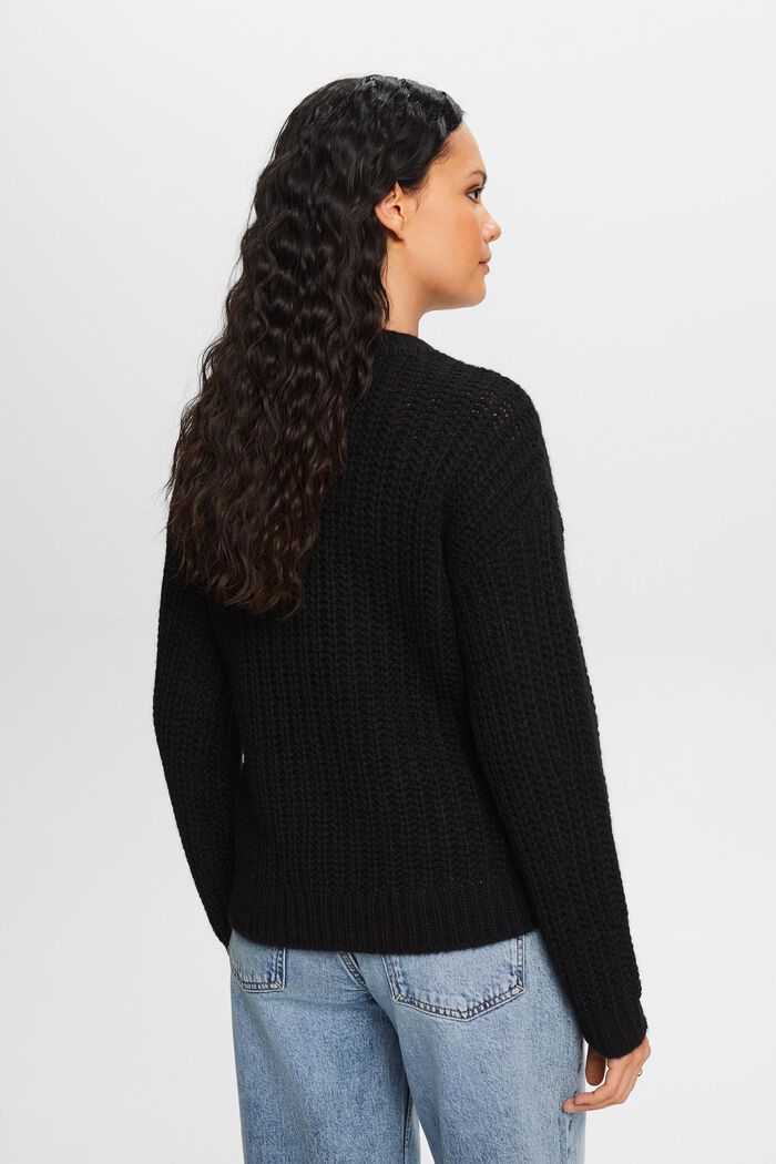 Rib Knit Sweater, BLACK, detail image number 3