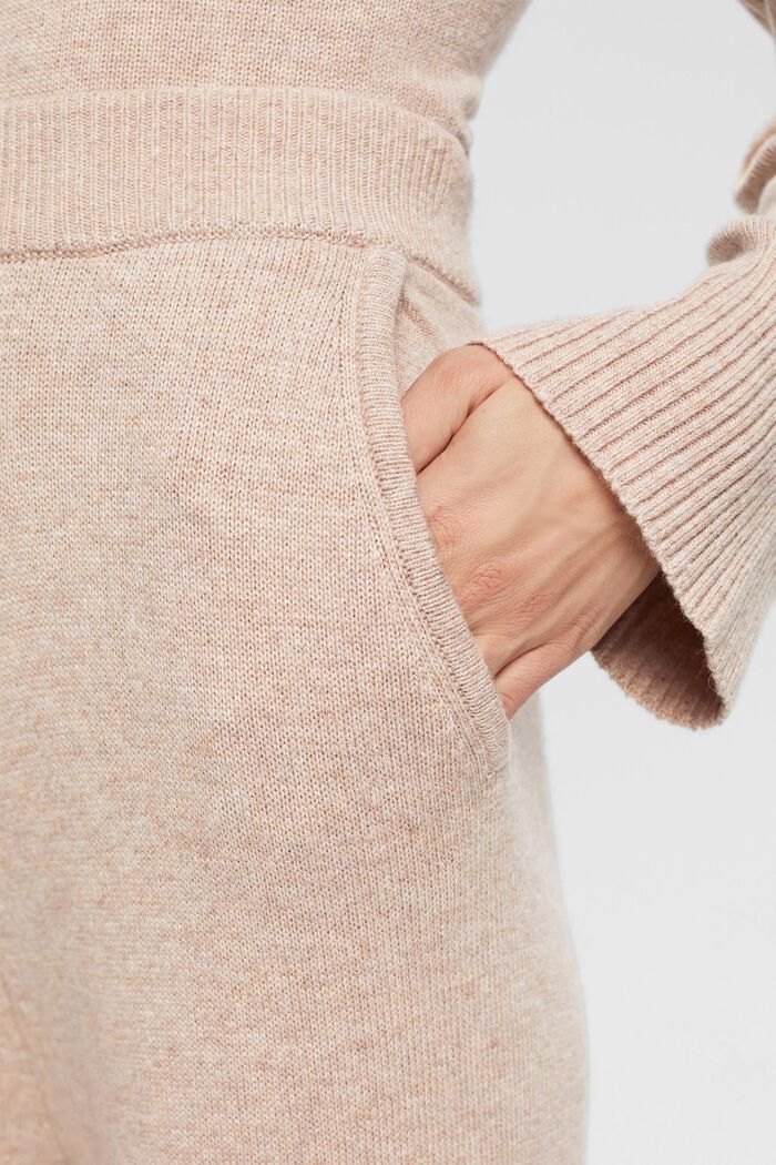 High-rise wool blend knit trousers, LIGHT TAUPE, detail image number 2