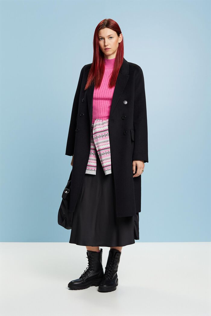 Satin Midi Skirt, BLACK, detail image number 0