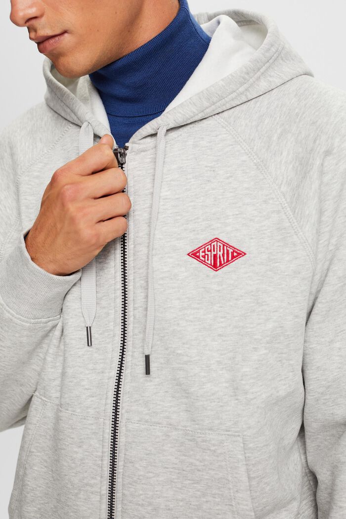 Logo Embroidered Hoodie, LIGHT GREY, detail image number 1