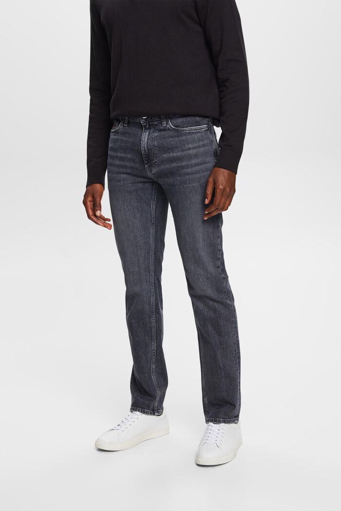 Mid-Rise Straight-Leg Jeans, BLACK MEDIUM WASHED, detail image number 0
