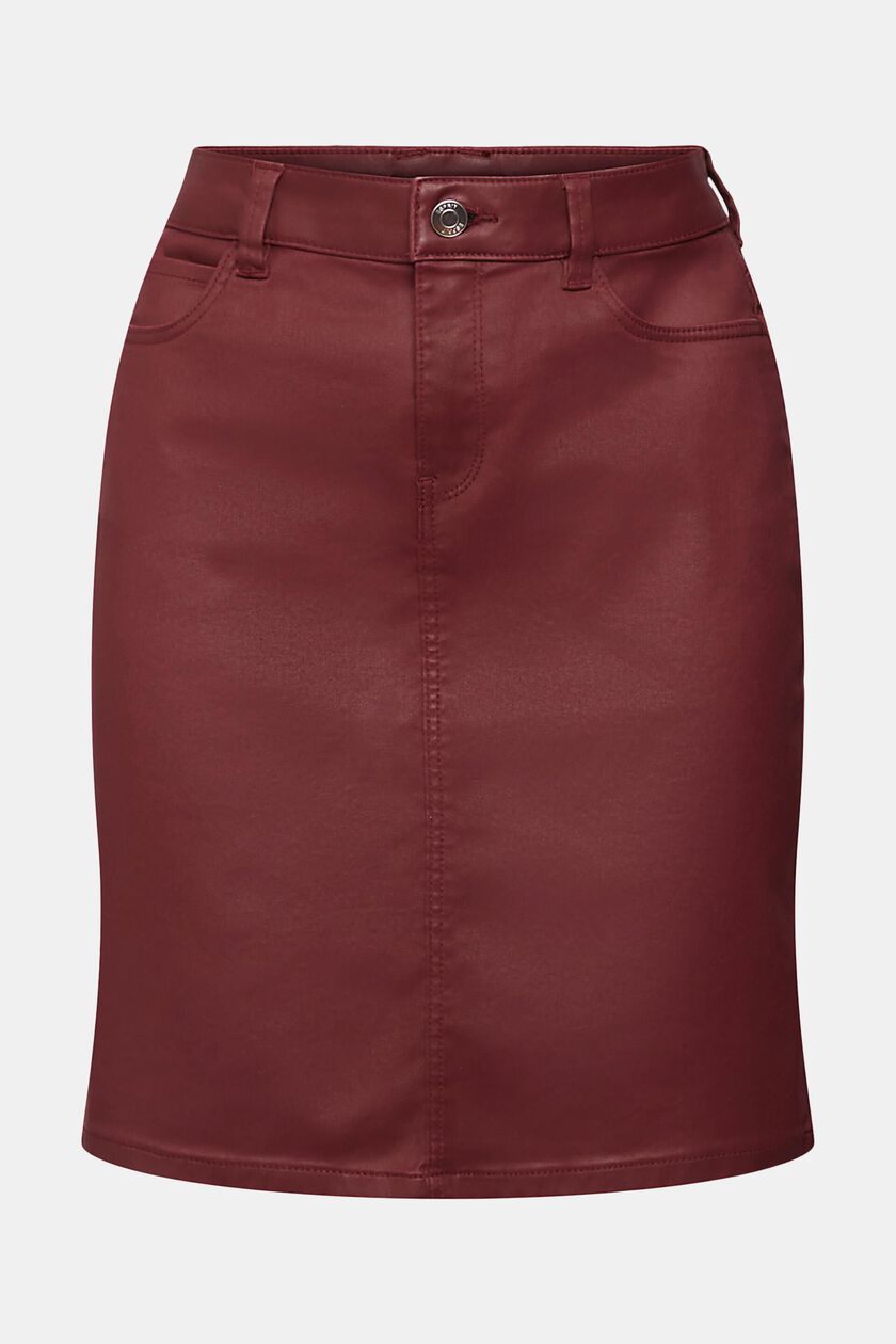 Leather effect knee-length skirt