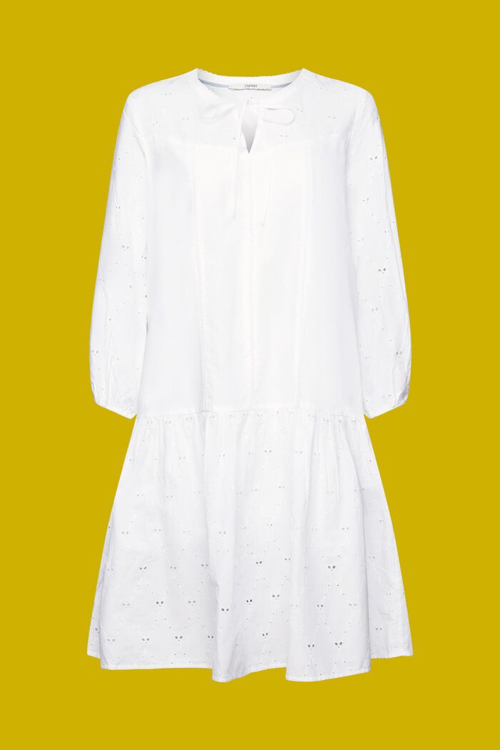 Embroidered dress, 100% cotton, WHITE, detail image number 5