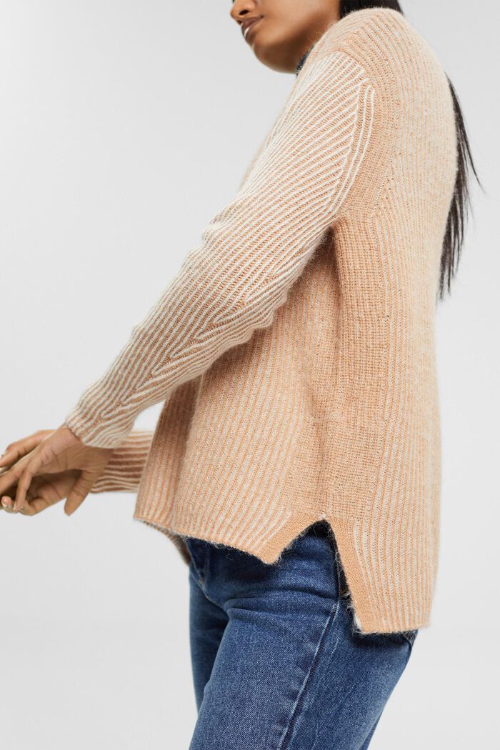 Two-tone jumper with alpaca, LIGHT BEIGE, detail image number 2